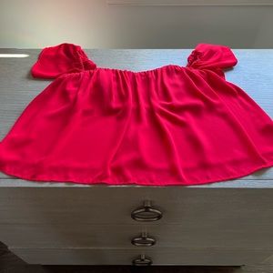 Red Flowy, off the shoulder, crop-ish Top